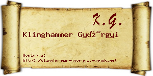 Klinghammer Györgyi névjegykártya
